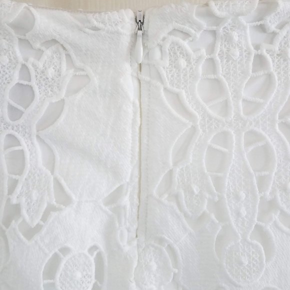 White Floral Print Cutout Pencil Skirt - Picture 6 of 9